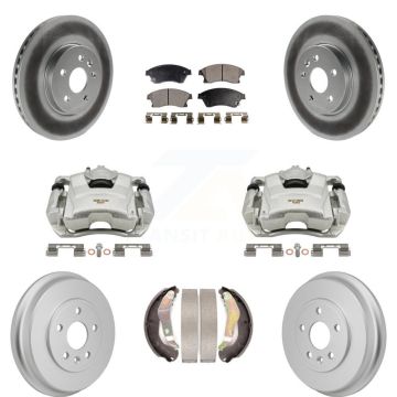 Front Rear Brake Caliper Coated Rotors Drum Ceramic Pad Kit (8Pc) For Chevrolet Sonic RS KCG-101178T
