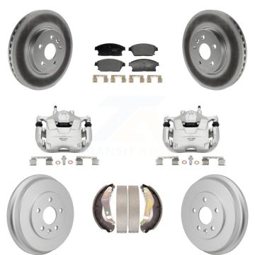 Front Rear Brake Caliper Coat Rotors Drum Ceramic Pad Kit (8Pc) For 13-17 Chevrolet Trax KCG-101179T