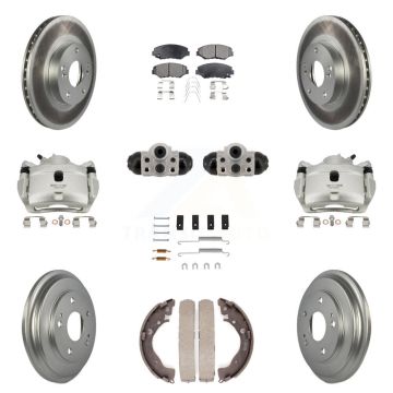 Front Rear Brake Caliper Coat Rotor Drum Ceramic Pad Shoe Cylinder Hardware Kit (11Pc) For KCG-10118
