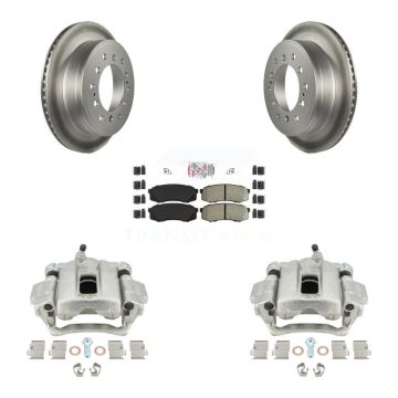 Rear Disc Brake Caliper Coat Rotors Semi-Metallic Pad Kit For Toyota 4Runner Lexus GX460 KCG-101195N