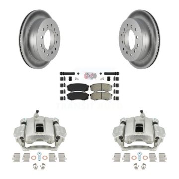 Rear Disc Brake Caliper Coat Rotors Semi-Metallic Pad Kit For Toyota Sequoia Lexus GX470 KCG-101196N