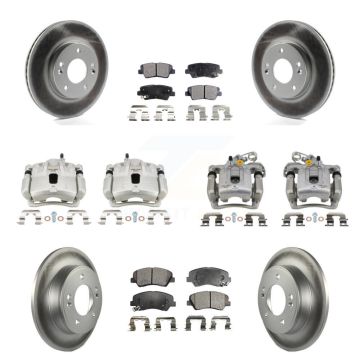 Front Rear Brake Caliper Coat Rotor And Ceramic Pad Kit (10Pc) For Hyundai Elantra Coupe KCG-101196T