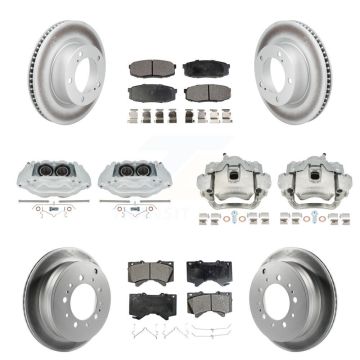Front Rear Brake Caliper Coat Rotor & Ceramic Pad Kit (10Pc) For Lexus LX570 Toyota Land KCG-101197T