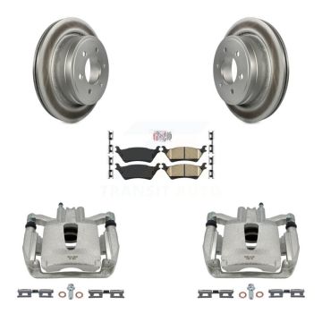 Rear Disc Brake Caliper Coated Rotors And Ceramic Pads Kit For Ford F-150 KCG-101221N