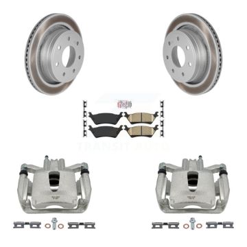 Rear Brake Caliper Coat Rotor Ceramic Pad Kit For 2012-2014 Ford F-150 With 7 Lug Wheels KCG-101222N
