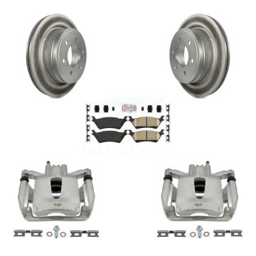 Rear Disc Brake Caliper Coated Rotors And Ceramic Pads Kit For Ford F-150 KCG-101223N
