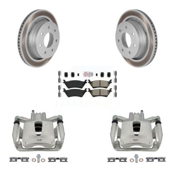 Rear Brake Caliper Coat Rotor And Semi-Metallic Pad Kit For Ford F-150 With 7 Lug Wheels KCG-101226N