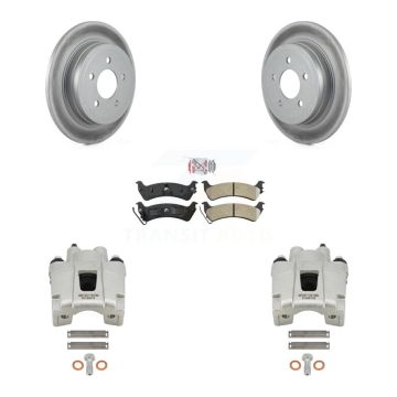 Rear Disc Brake Caliper Coat Rotors & Semi-Metallic Pad Kit For Ford Explorer Sport Trac KCG-101236N