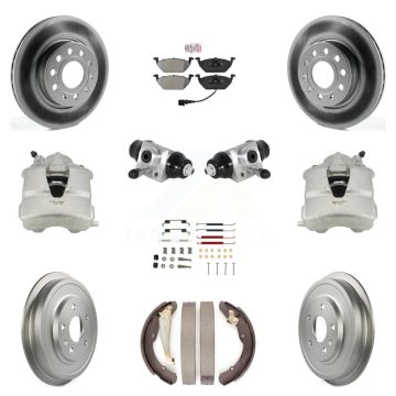 Front Rear Brake Caliper Coat Rotor Drum Semi-Metallic Pad Shoes Cylinder Kit (11Pc) For KCG-101260N