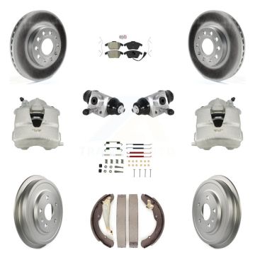 Front Rear Brake Caliper Coat Rotor Drum Semi-Metallic Pad Shoes Cylinder Kit (11Pc) For KCG-101262N