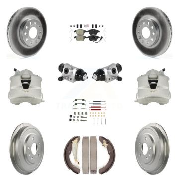 Front Rear Brake Caliper Coat Rotor Drum Semi-Metallic Pad Shoes Cylinder Kit (11Pc) For KCG-101264N