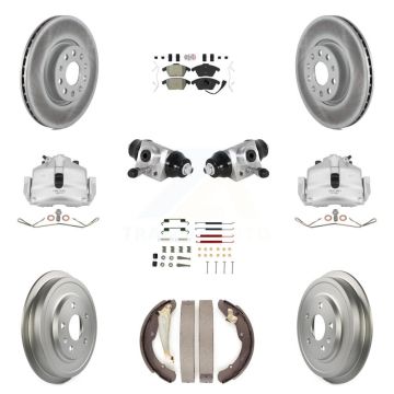 Front Rear Brake Caliper Coat Rotor Drum Semi-Metallic Pad Shoes Cylinder Kit (11Pc) For KCG-101268N