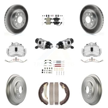 Front Rear Brake Caliper Coat Rotor Drum Semi-Metallic Pad Shoes Cylinder Kit (11Pc) For KCG-101269N