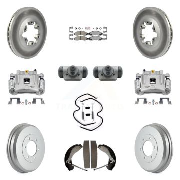 Front Rear Brake Caliper Coated Rotor Drum Ceramic Pad Shoes Cylinder Kit (11Pc) For GMC KCG-101270N