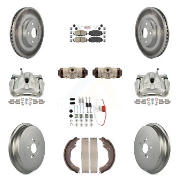 Front Rear Disc Brake Caliper Coated Rotor Drum Ceramic Pad Shoe Cylinder Kit (11Pc) For KCG-101272N