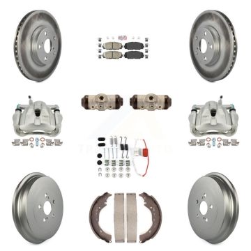 Front Rear Disc Brake Caliper Coated Rotor Drum Ceramic Pad Shoe Cylinder Kit (11Pc) For KCG-101273N