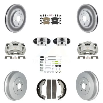 Front Rear Brake Caliper Coat Rotor Drum Ceramic Pad Shoes Cylinder Kit (11Pc) For Cruze KCG-101274N