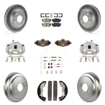 Front Rear Brake Caliper Coat Rotor Drum Semi-Metallic Pad Shoes Cylinder Kit (11Pc) For KCG-101284N