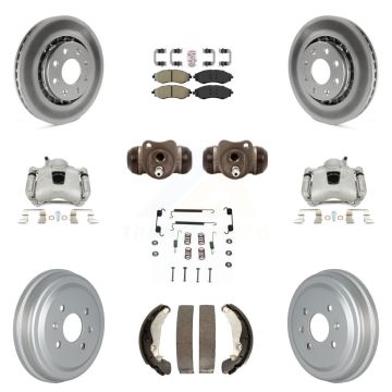 Front Rear Brake Caliper Coat Rotor Drum Semi-Metallic Pad Shoes Cylinder Kit (11Pc) For KCG-101285N