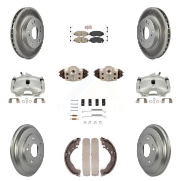 Front Rear Disc Brake Caliper Coated Rotor Drum Ceramic Pad Shoe Cylinder Kit (11Pc) For KCG-101286N