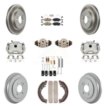 Front Rear Disc Brake Caliper Coated Rotor Drum Ceramic Pad Shoe Cylinder Kit (11Pc) For KCG-101290N