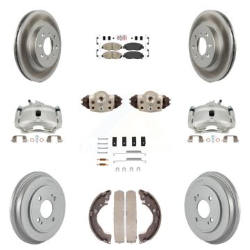 Front Rear Disc Brake Caliper Coated Rotor Drum Ceramic Pad Shoe Cylinder Kit (11Pc) For KCG-101293N