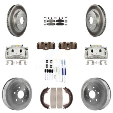 Front Rear Brake Caliper Coat Rotor Drum Semi-Metallic Pad Shoes Cylinder Kit (11Pc) For KCG-101298N