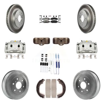 Front Rear Brake Caliper Coat Rotor Drum Semi-Metallic Pad Shoes Cylinder Kit (11Pc) For KCG-101299N