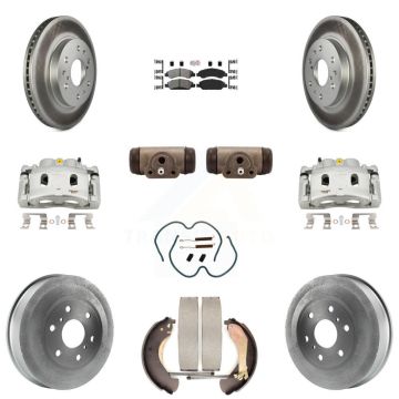 Front Rear Brake Caliper Coat Rotor Drum Semi-Metallic Pad Shoes Cylinder Kit (11Pc) For KCG-101304N