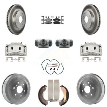 Front Rear Brake Caliper Coat Rotor Drum Semi-Metallic Pad Shoes Cylinder Kit (11Pc) For KCG-101305N