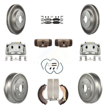 Front Rear Brake Caliper Coat Rotor Drum Semi-Metallic Pad Shoes Cylinder Kit (11Pc) For KCG-101320N