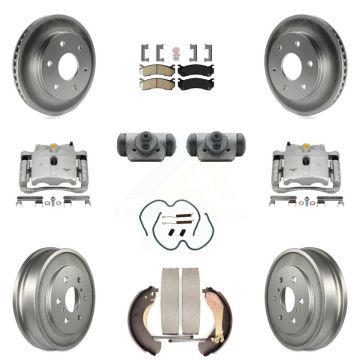 Front Rear Brake Caliper Coated Rotor Drum Ceramic Pad Shoe Cylinder Kit (11Pc) For 1500 KCG-101323N