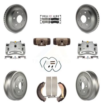 Front Rear Brake Caliper Coat Rotor Drum Semi-Metallic Pad Shoes Cylinder Kit (11Pc) For KCG-101324N