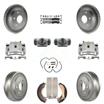 Front Rear Brake Caliper Coat Rotor Drum Semi-Metallic Pad Shoes Cylinder Kit (11Pc) For KCG-101325N