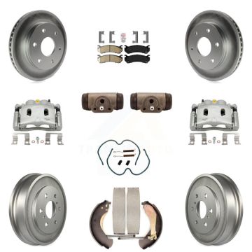 Front Rear Disc Brake Caliper Coated Rotor Drum Ceramic Pad Shoe Cylinder Kit (11Pc) For KCG-101326N