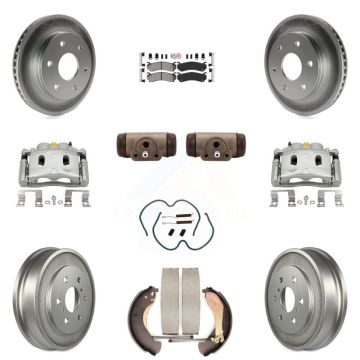 Front Rear Brake Caliper Coat Rotor Drum Semi-Metallic Pad Shoes Cylinder Kit (11Pc) For KCG-101328N