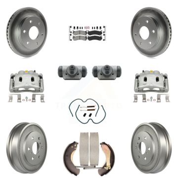 Front Rear Brake Caliper Coat Rotor Drum Semi-Metallic Pad Shoes Cylinder Kit (11Pc) For KCG-101329N