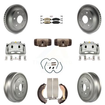 Front Rear Disc Brake Caliper Coated Rotor Drum Ceramic Pad Shoe Cylinder Kit (11Pc) For KCG-101332N