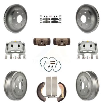 Front Rear Brake Caliper Coat Rotor Drum Semi-Metallic Pad Shoes Cylinder Kit (11Pc) For KCG-101334N