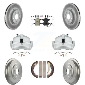 Front Rear Disc Brake Caliper Coat Rotor Drum Semi-Metallic Pad Kit (8Pc) For Volkswagen KCG-101346N