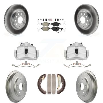 Front Rear Disc Brake Caliper Coat Rotor Drum Semi-Metallic Pad Kit (8Pc) For Volkswagen KCG-101347N