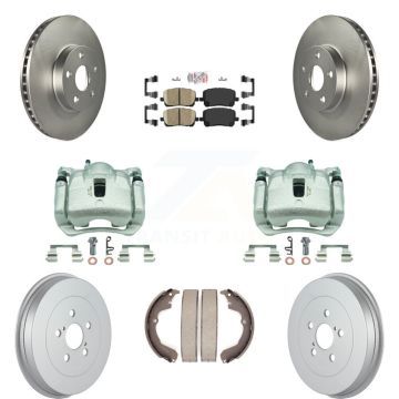 Front Rear Brake Caliper Coat Rotor Drum Ceramic Pad Kit (8Pc) For Toyota Matrix Pontiac KCG-101361N
