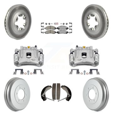 Front Rear Brake Caliper Coated Rotors Drum Ceramic Pad Kit (8Pc) For Chevrolet Colorado KCG-101375N