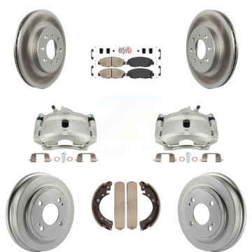Front Rear Brake Caliper Coat Rotors Drum Ceramic Pad Kit (8Pc) For Honda Civic Acura EL KCG-101378N