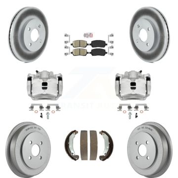 Front Rear Brake Caliper Coat Rotors Drum Ceramic Pad Kit (8Pc) For Saturn Ion Chevrolet KCG-101380N