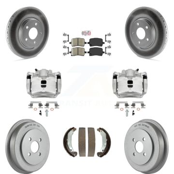 Front Rear Brake Caliper Coat Rotors Drum Ceramic Pad Kit (8Pc) For Pontiac Pursuit 2.2L KCG-101382N