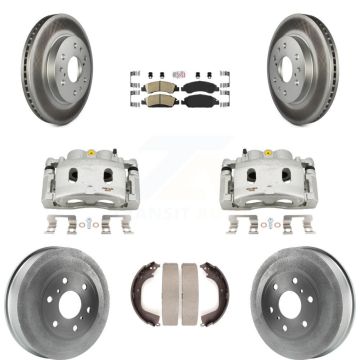 Front Rear Disc Brake Caliper Coat Rotors Drum Ceramic Pad Kit (8Pc) For GMC Sierra 1500 KCG-101385N