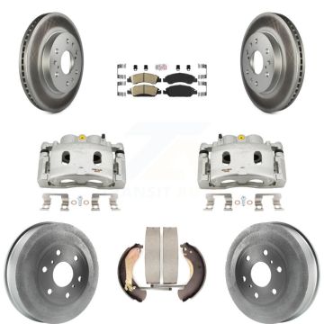 Front Rear Brake Caliper Coated Rotor Drum Ceramic Pad Kit (8Pc) For Chevrolet Silverado KCG-101388N