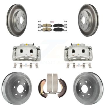 Front Rear Brake Caliper Coated Rotor Drum Ceramic Pad Kit (8Pc) For Chevrolet Silverado KCG-101389N