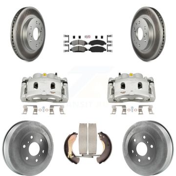 Front Rear Brake Caliper Coat Rotors Drum Semi-Metallic Pad Kit (8Pc) For Chevrolet 1500 KCG-101390N